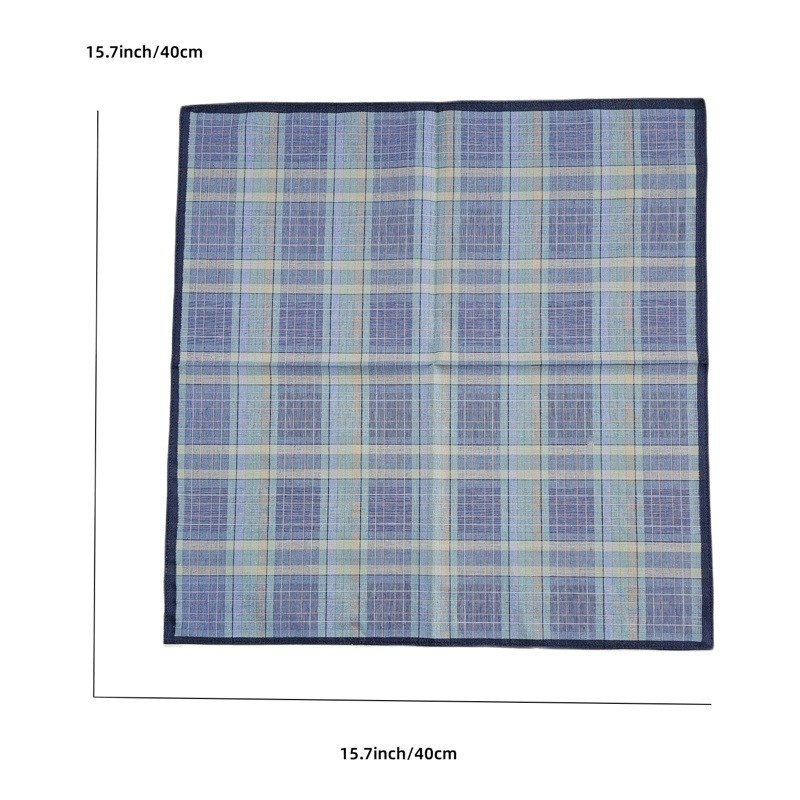 Men's 6-Pack 40cm Plaid High-Density Business-Style Cotton Handkerchief Cross-Border with Packaging and Self-Shipping Products
