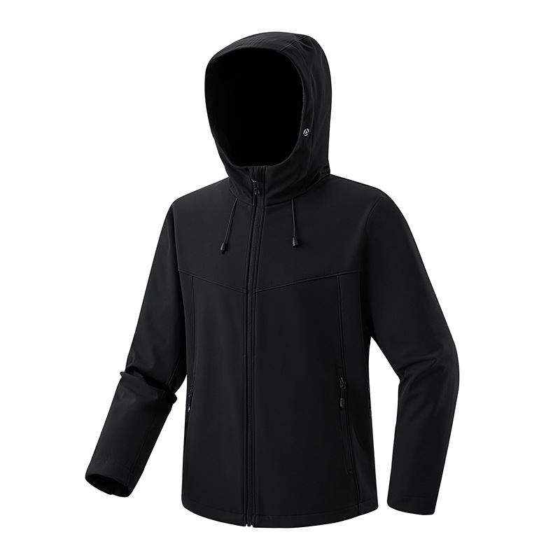 Picture of Outdoor Soft Shell Jacket Windproof and Waterproof Warm Jacket Pure Color Cardigan Hooded Mountaineering Fishing Clothing Can Be Purchased with Logo Printed