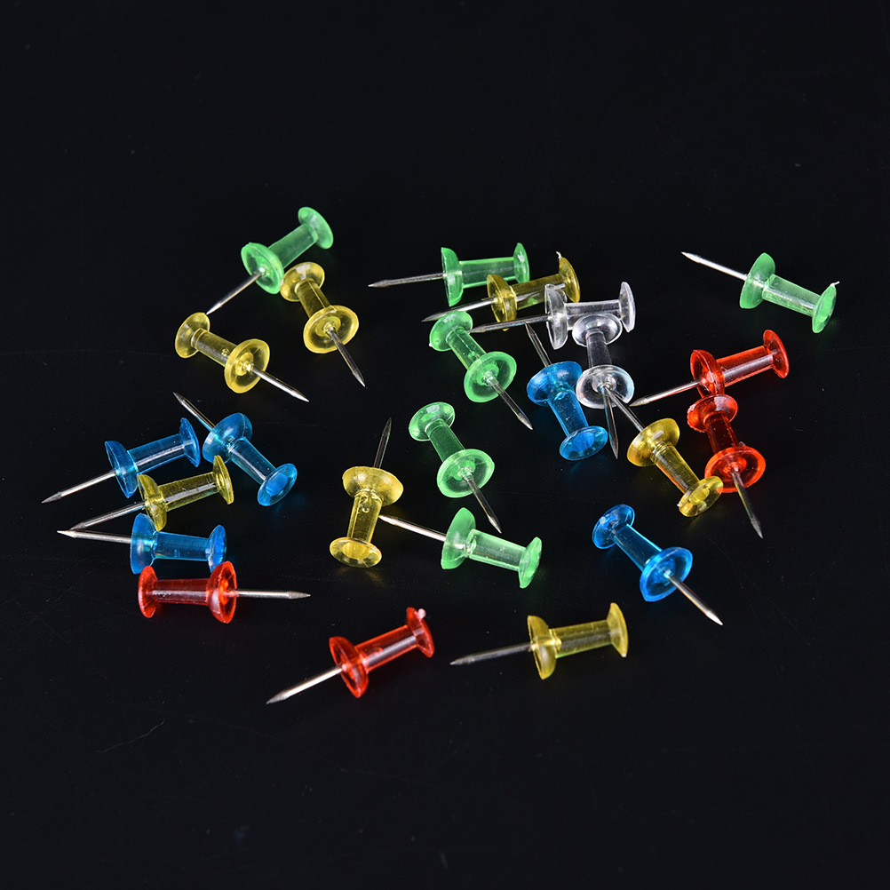 Picture of Color transparent I-shaped nail tack painting Cork nail pin nail sketch press nail environmentally friendly plastic American pushpin