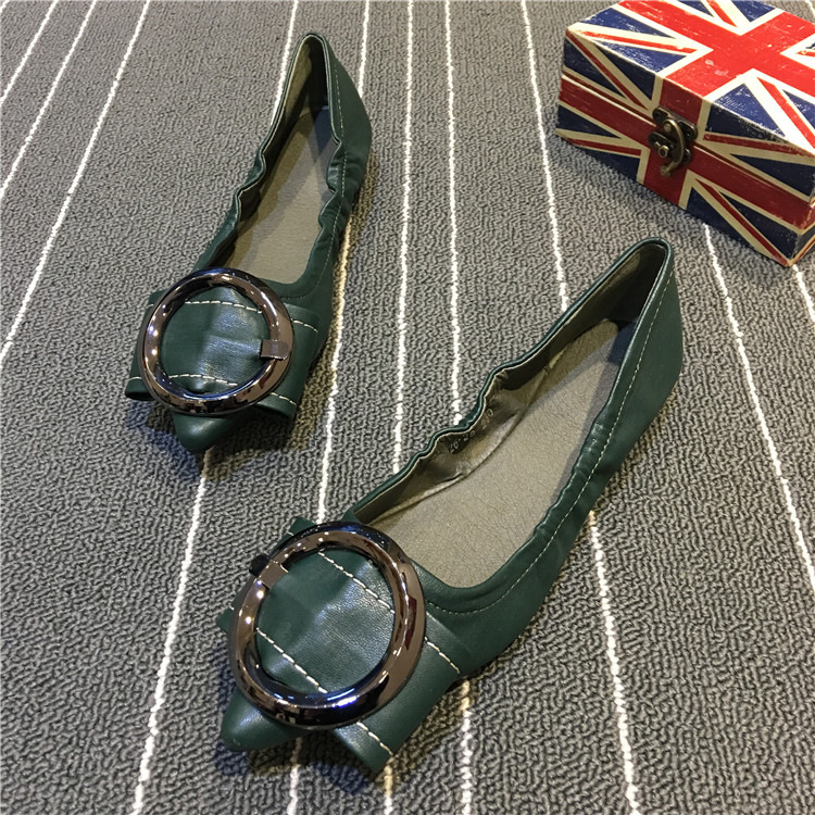 Cross-Border Spot Large Size Fashion Versatile Egg Roll Flats Women's Shoes 2025 Spring New Comfortable Soft Sole Flats Toe