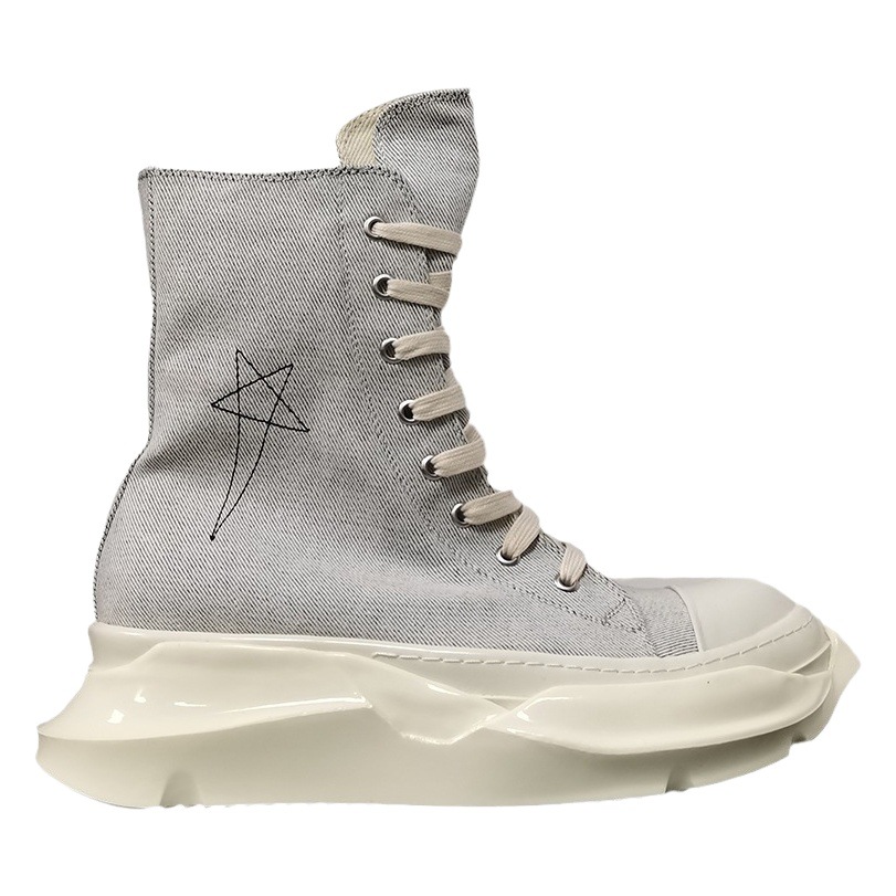 24 New High-top Canvas Shoes Casual Fashion Five-pointed Star Breathable Thick-soled Elevated Board Shoes Men's plus size Fashionable Shoes