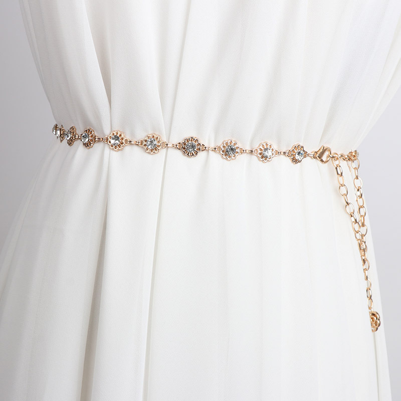 Flower Metal Waist Chain Women's Accessories All-match Fashion Matching Dress Shirt Suit Belt Decoration Waist Tight Fashion