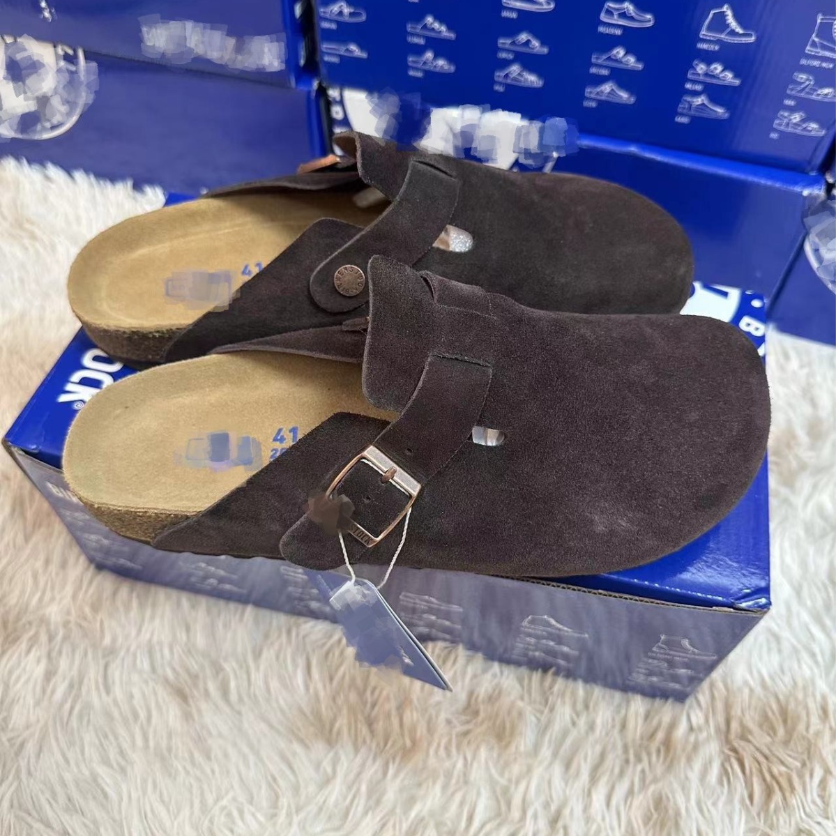 Plus Size Women's Shoes Full Cowhide Birkenstock Shoes Cork Sole Simple Versatile Personalized Outer Wear Half-Pack Slippers Bk Spot Wholesale