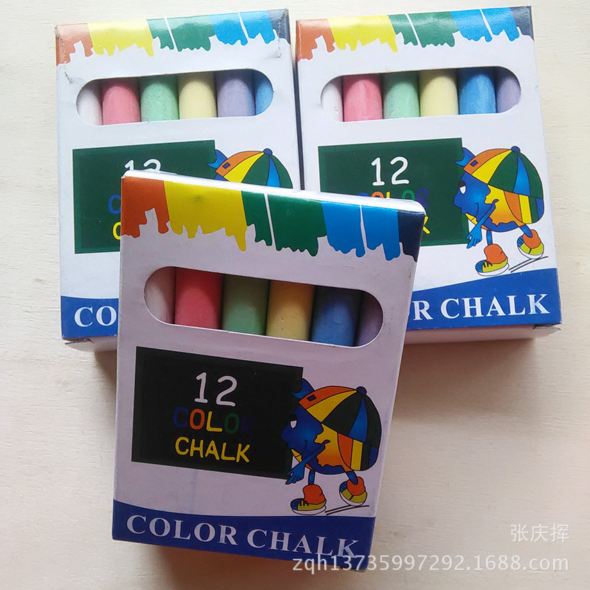 Picture of in stock wholesale gypsum powder ordinary whiteboard color chalk 12 children's drawing board/teaching supplies blackboard