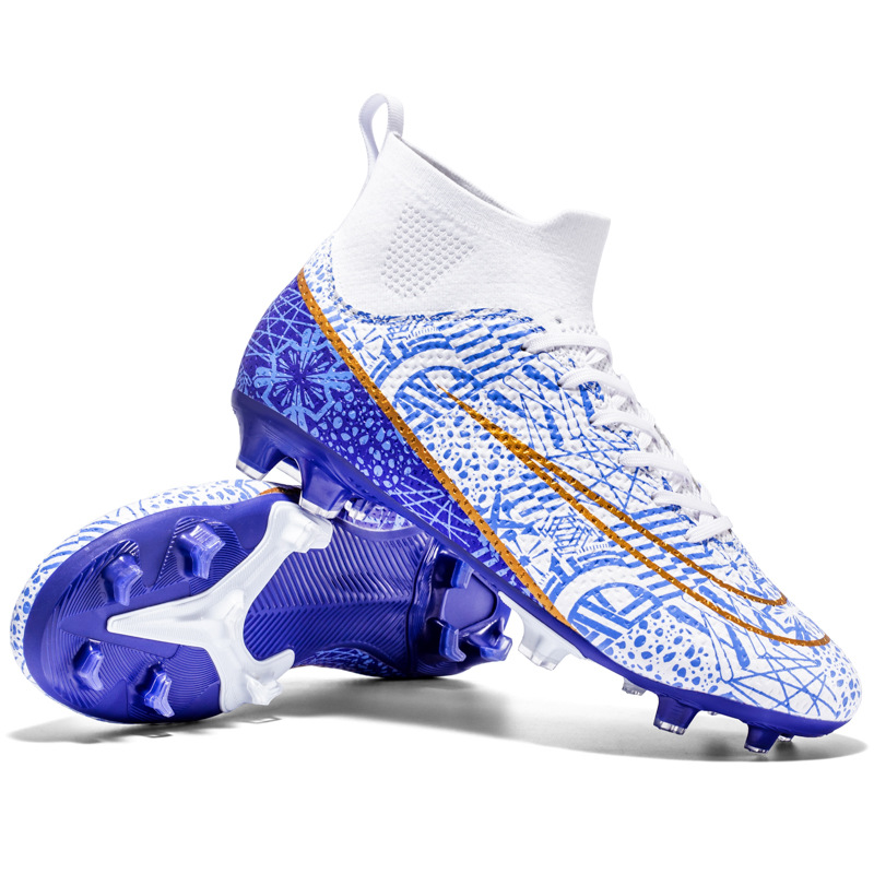 Picture of Cross-Border High-Top Adult Football Shoes for Men and Women Tf Broken Spikes Artificial Turf Ag Long Spikes Student Training Football Shoes Wholesale