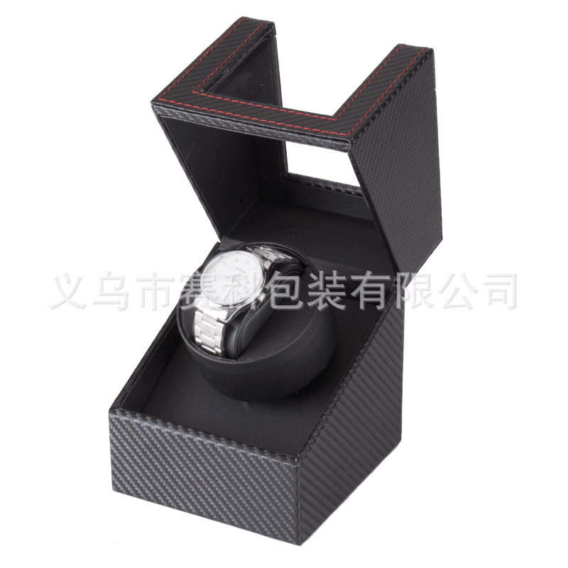 Picture of Spot Wholesale Carbon Fiber Pattern Pu Leather Single Head Mini Fully Automatic Watch Shaker Mechanical Watch Automatic Winding Turning Watch Box