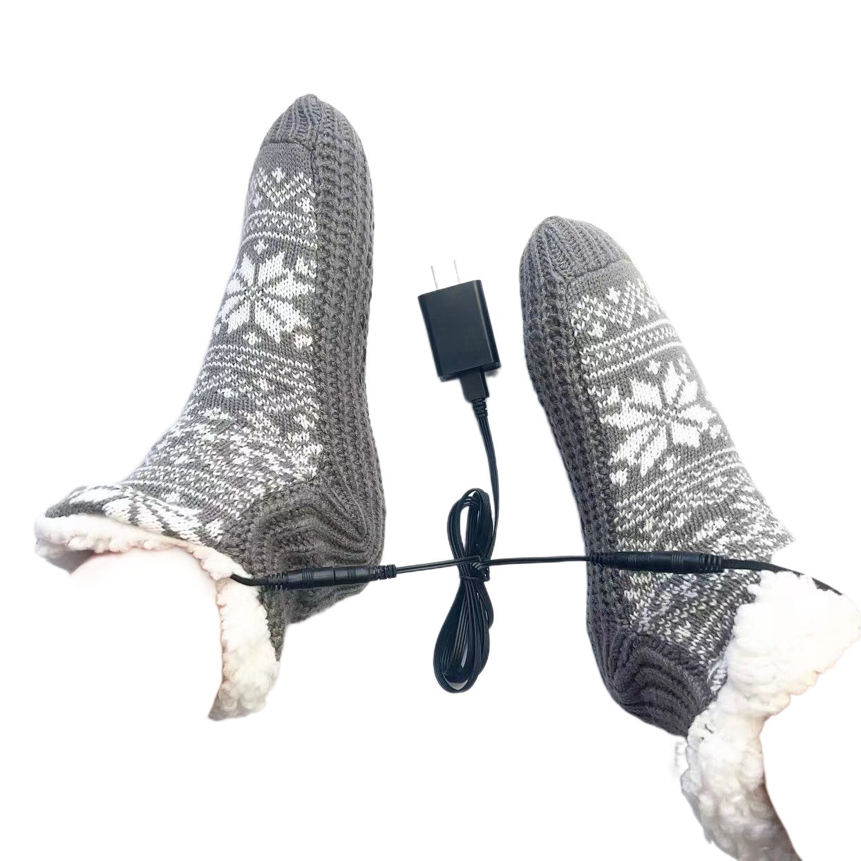 New USB Home Foot Warmer Electric Floor Socks Heating Warm Shoe Cover Christmas Warm Socks Cross-border Direct Supply