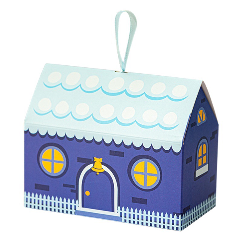 Cartoon House Box Hand-painted Style Children's Day Candy Box Accompanying Gift Full Moon Birthday Gift Box with Ribbon