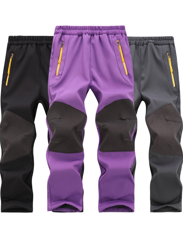 Children's Softshell Pants for Boys and Girls, Outdoor Waterproof Breathable Fleece-Lined Warm Hiking Pants for Autumn and Winter Export