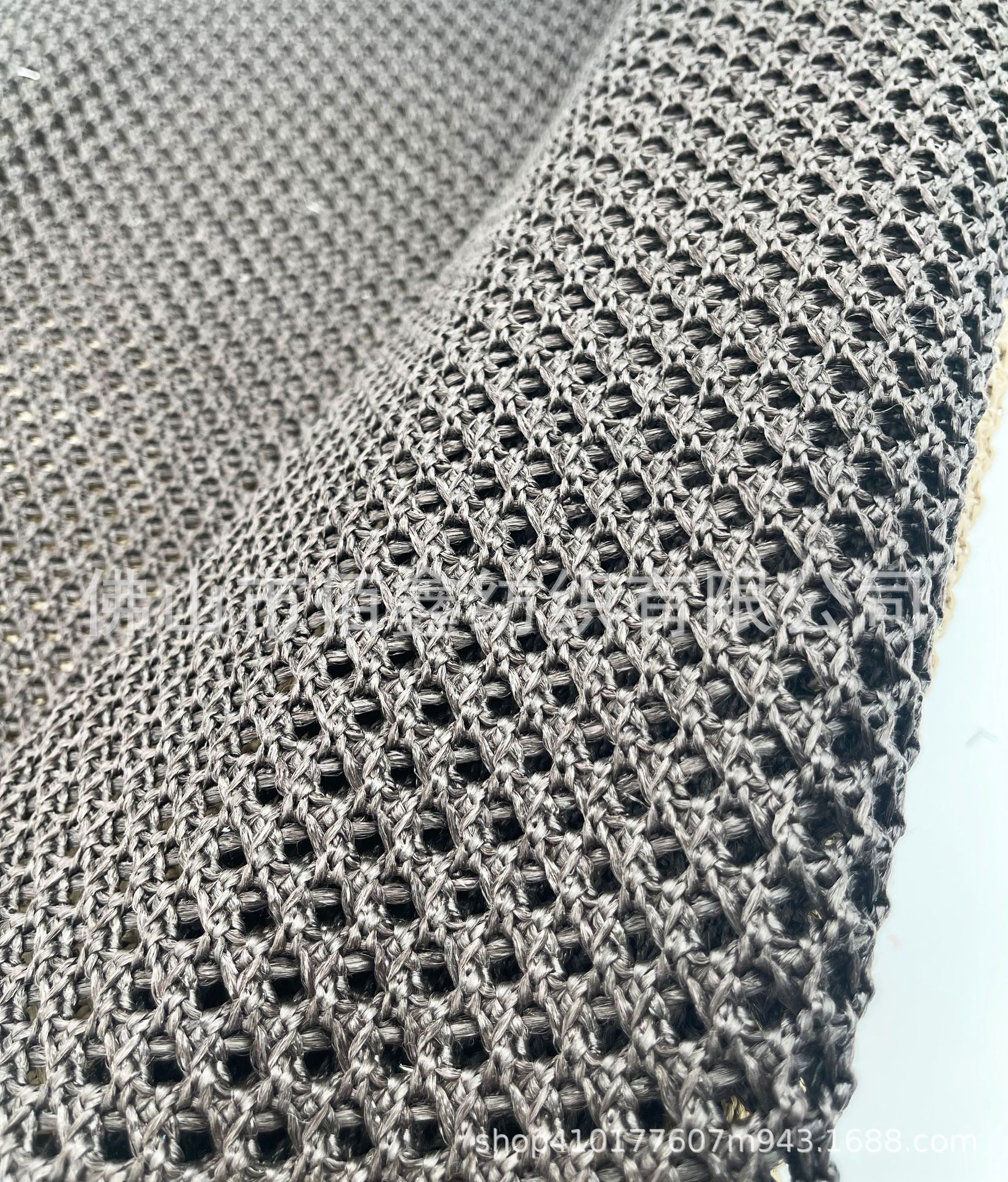 Picture of Crochet knitted pp mesh fabric woven cross hollow PE straw mat shoes and hat material luggage handbag decorative fabric handmade fabric