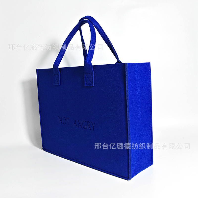Picture of Solid Color Printed Felt Bag, Simple and Fashionable Felt Handbag, Student Tutoring Bag, Shopping Bag, High-End Tote Bag