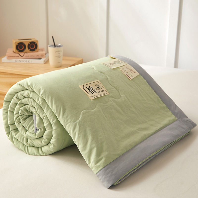 Picture of Yarn-Dyed Washed Cotton Summer Quilt, Class a Pure Cotton Air Conditioning Quilt Four-Piece Set, Washable and Machine Washable Thin Quilt, Ins Style