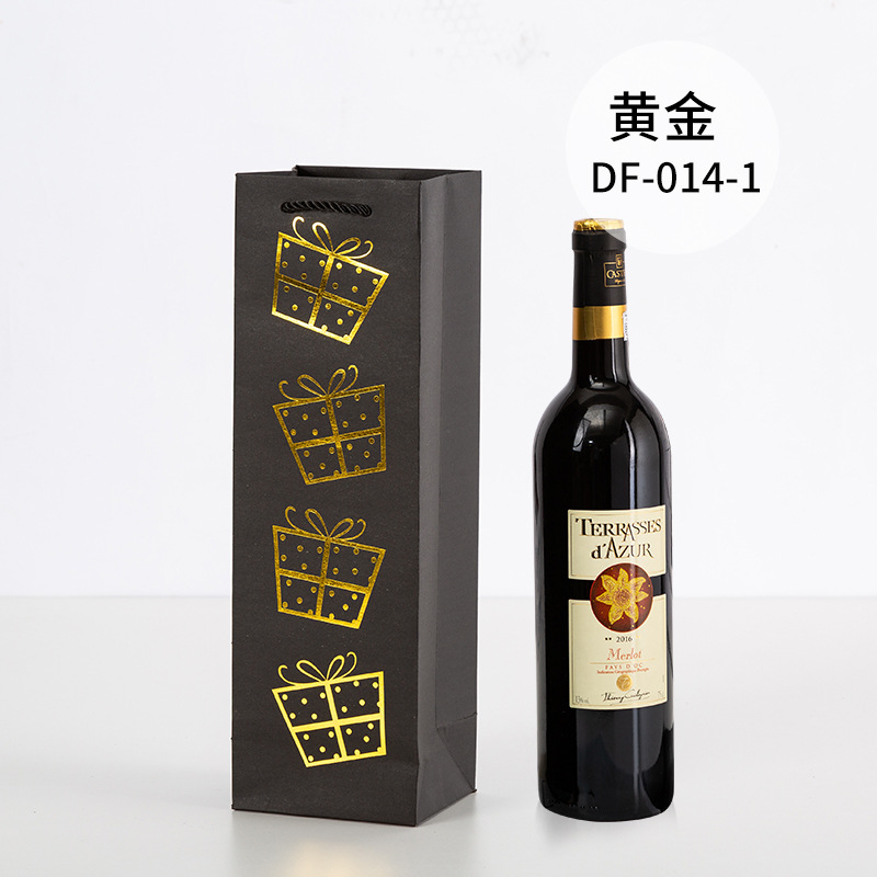 Picture of Red Wine Portable Paper Bag in Stock Hot Stamping Practical Red Wine Gift Packaging Bag Wine Portable Paper Bag Wholesale
