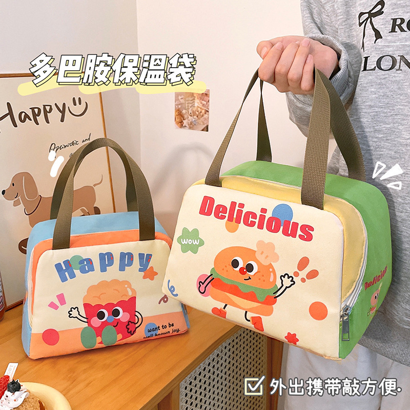 Picture of Portable Lunch Box Bag Heat Preservation Bag Lunch Box Packaging Meal Bag for Students and Office Students with Meal Lunch Bag Thickened Aluminum Foil Bag