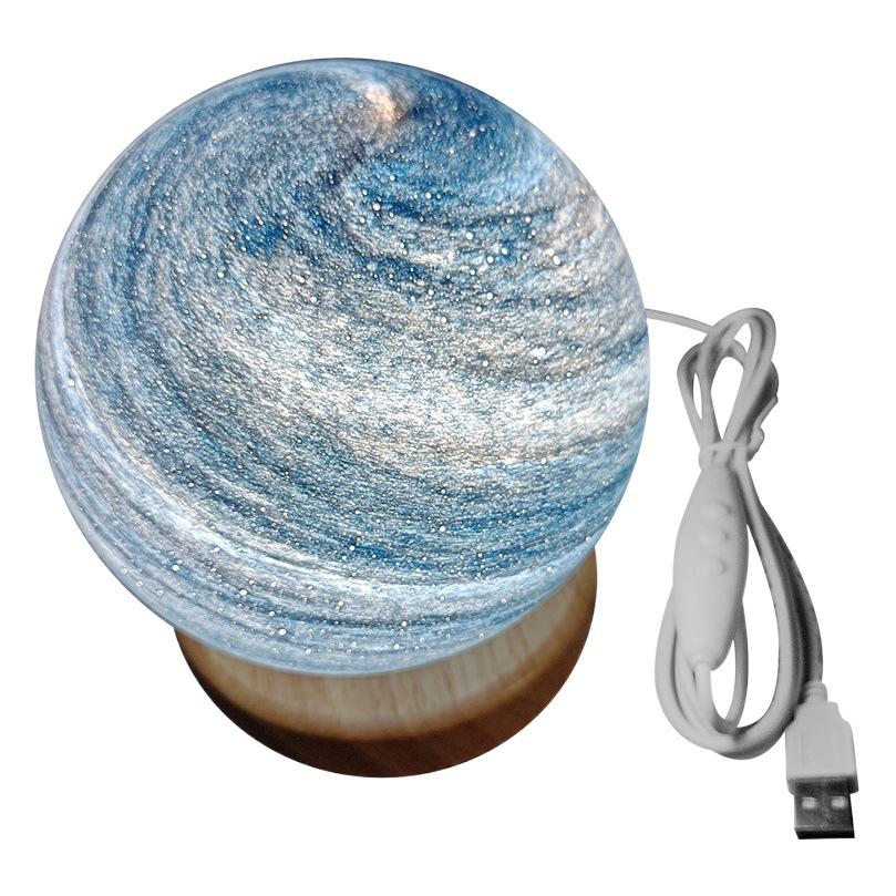 Cross-Border Wandering Planet Lamp Starry Sky Lamp Sunset Glass Night Lamp Dream Bedside Lamp Creative Log Table Lamp Gift