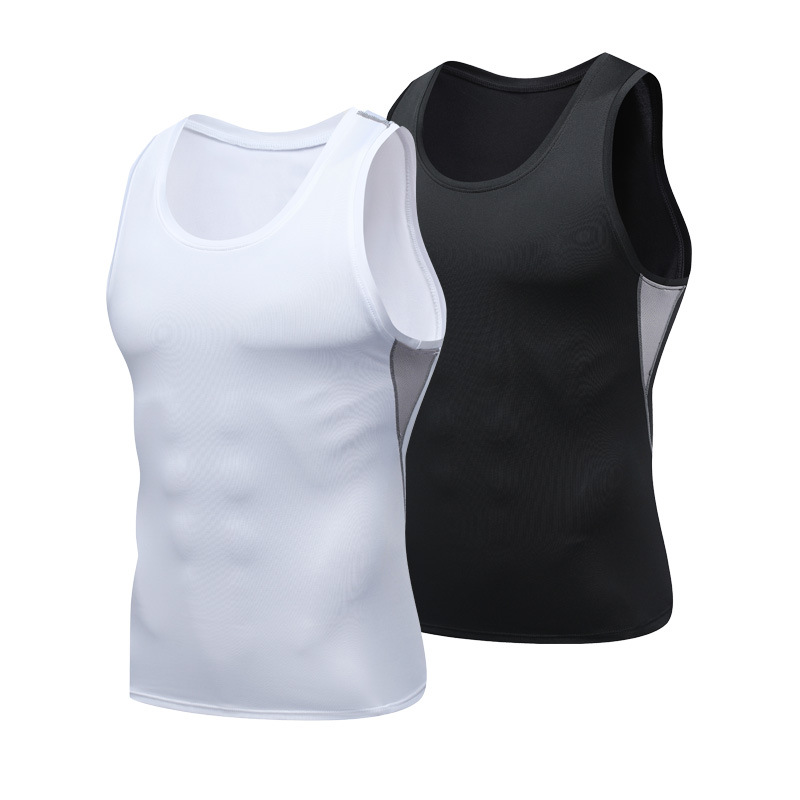 Summer Quick-drying Vest Men's Sports Sleeveless Waistcoat T-shirt Ice Silk High Elastic Leisure Fitness Basketball Running Tight Clothes