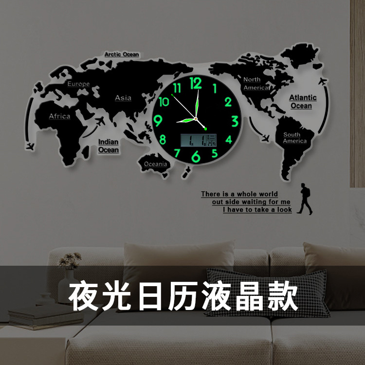Picture of Cross-Border Map European Clock Decorative Wall Clock Living Room Simple Modern Wall Art Fashion Home Atmospheric Clock