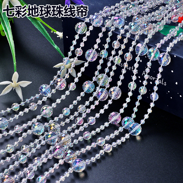 Wedding Earth Beads Crystal Bead Curtain Bead Chain Line Curtain Bead Partition Wedding Road Lead Stage Ceiling Door Curtain Curtain Decoration