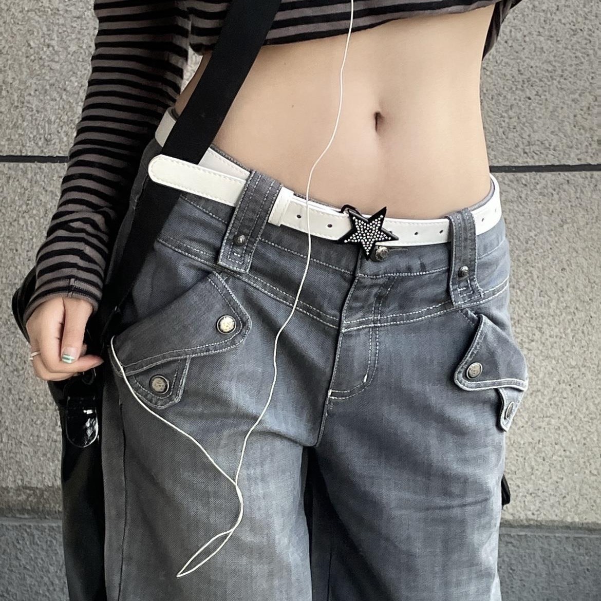 Belt Y2K Belt Women's Decorative High-End Skirt Ins Style Personalized Star Belt Sexy White Design