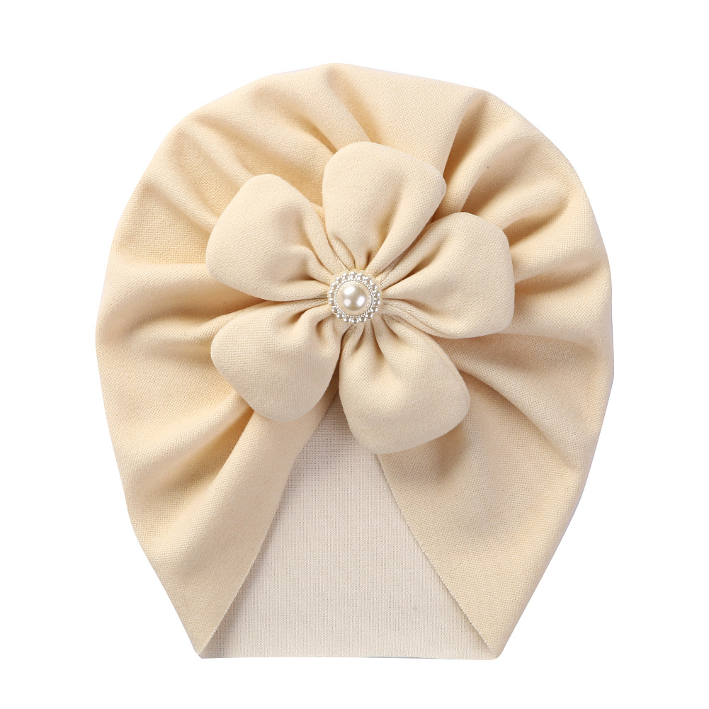 Picture of Cross-border new baby autumn and winter pullover cap imitation cashmere children's Indian hat infant Pearl Flower brimless hat