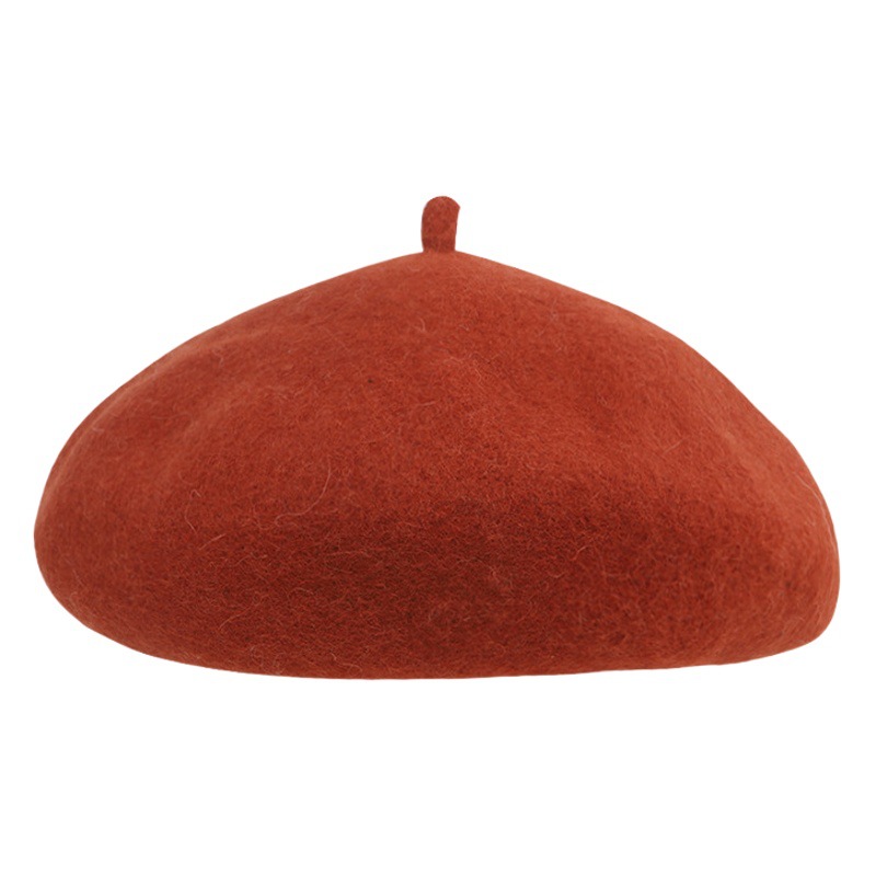 Solid Color Kidsren's Beret Female Woolen Versatile Autumn and Winter Girl Family Painter Hat Woolen Hat Woolen Hat