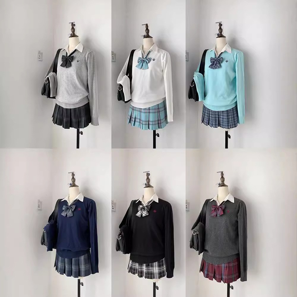 Original Japanese JK uniform small embroidered V-neck long sleeve sweater Joker academic style sweater school for spring and autumn new