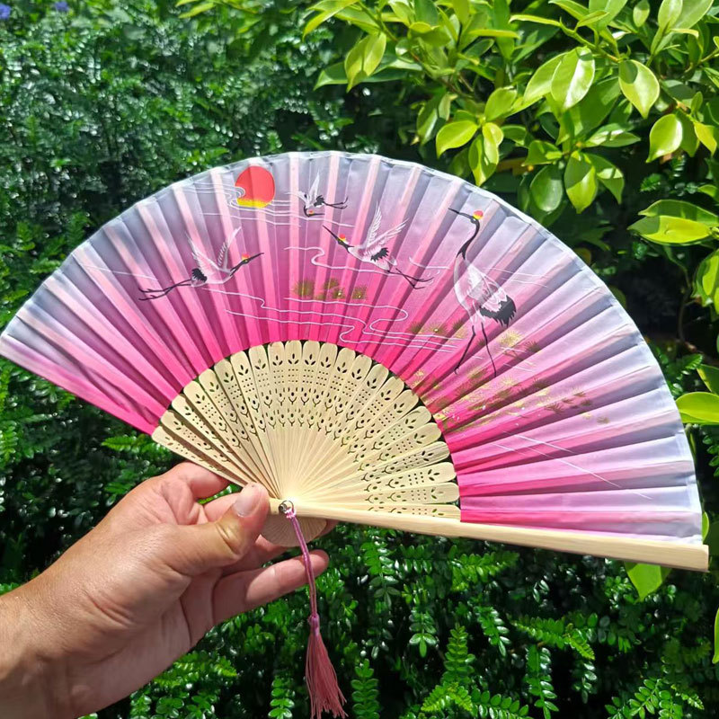 Picture of Folding Fan Bamboo Ancient Fan Student Girl Chinese Style Small Fan Scenic Spot Export Wholesale Retail Gift Decorative Fan