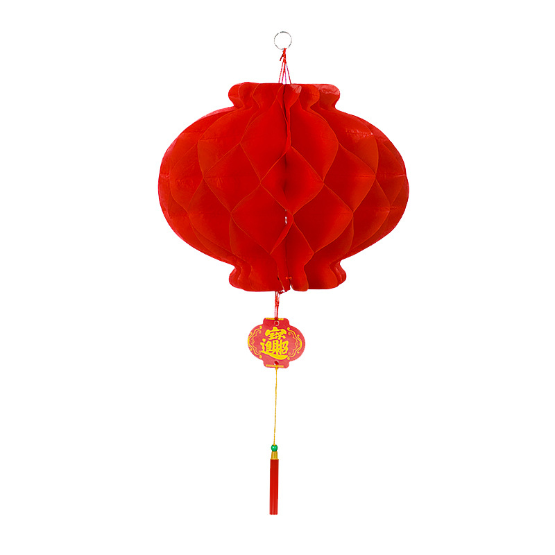 Picture of Factory wholesale plastic paper red lanterns wedding celebration Spring Festival red lanterns safe lights shopping mall decoration New Year advertising