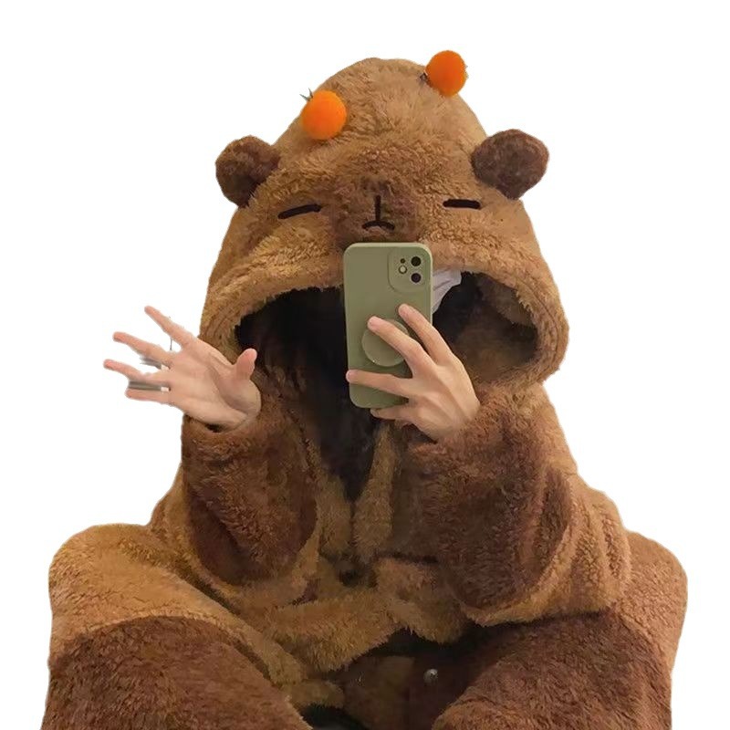 Picture of Special Offer!! Capibala Capybara Winter New Thickeneded Nightgown Cute Style Coral Velvet Pajamas Women's Home Clothes