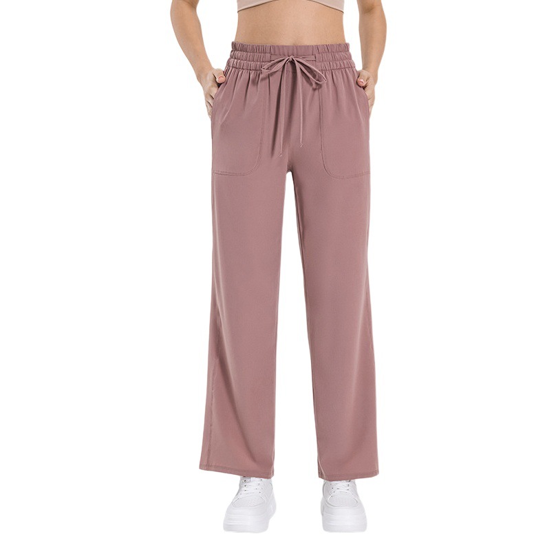 Spring and Summer New Style Icy Drawstring High-Waisted Loose Casual Pants Quick-Drying Breathable Running Fitness Sports Pants for Women Dss077