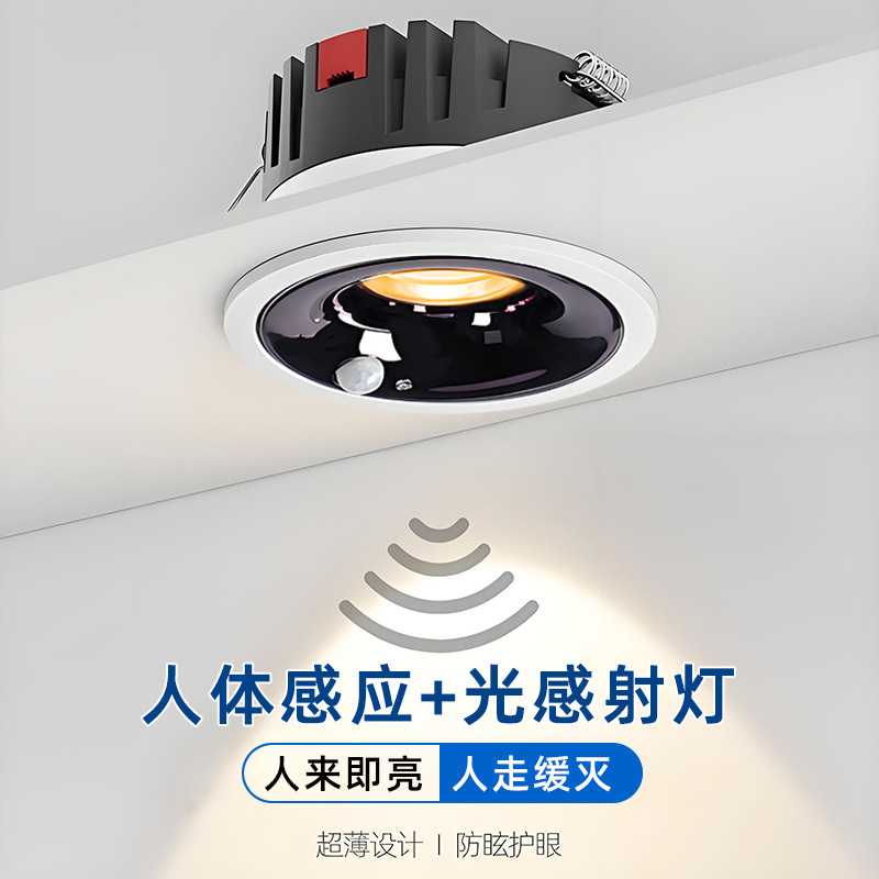 Led Infrared Light-Controlled Human Body Sensor Spotlight Embedded Downlight Household Anti-Glare Entrance Aisle Corridor Sensor Light