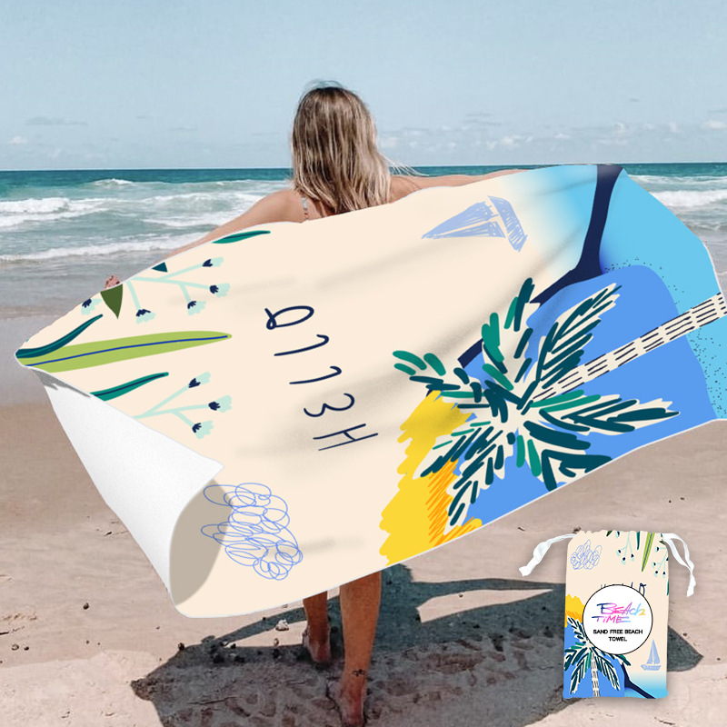 Picture of New Cross-Border Amazon European and American Double-Sided Velvet Quick-Drying Bath Towel Customizable Printed Towel Beach Swimming Beach Towel