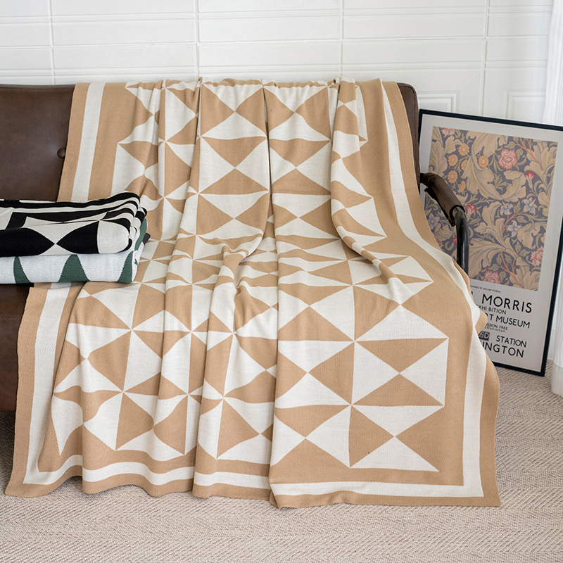 Picture of Nordic Minimalist Internet-Popular Lingling-Shaped Knitted Blanket Four Seasons Blanket Sofa Blanket Office Nap Blanket Casual Blanket