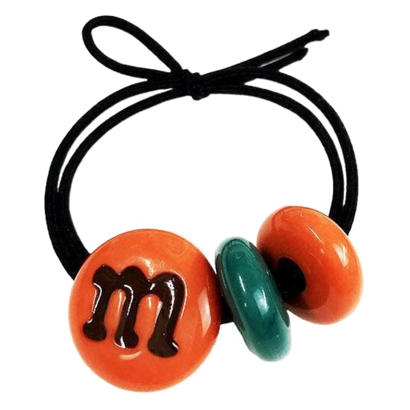 Creative m Bean Candy Color Ponytail Rubber Band Hair Rope Simple Internet Celebrity Hair Band Hair Rope Leather Cover Hair Accessories for Women