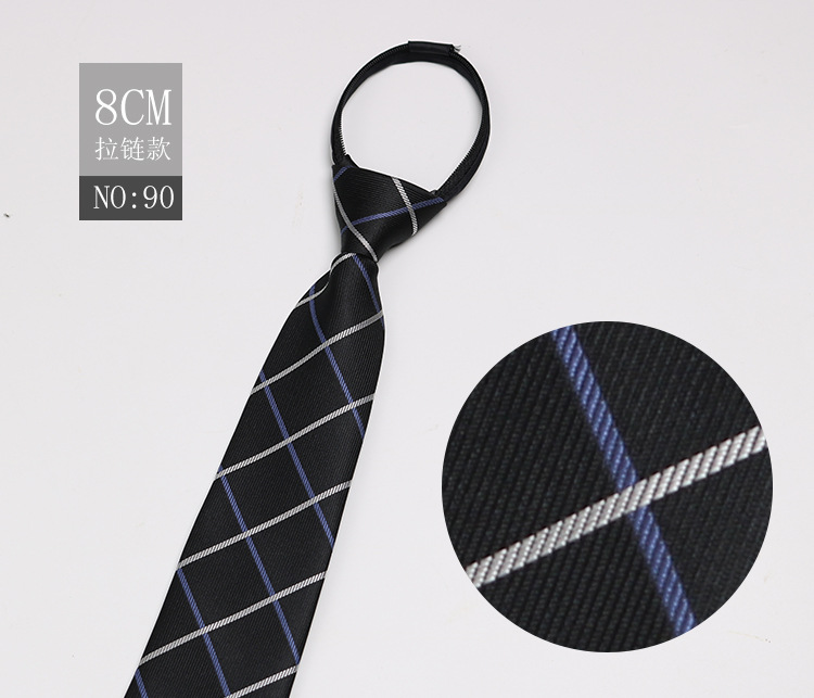 Picture of Factory Black Men's Tie Striped Blue Business Tie Lazy People Knot Free Zipper Tie in stock Wholesale