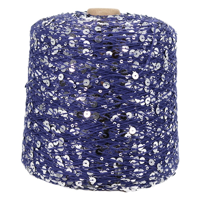 Cotton thread sequin yarn 3MM + 6MM sequin combed fancy size sequin yarn hand knitted yarn in stock straight hair