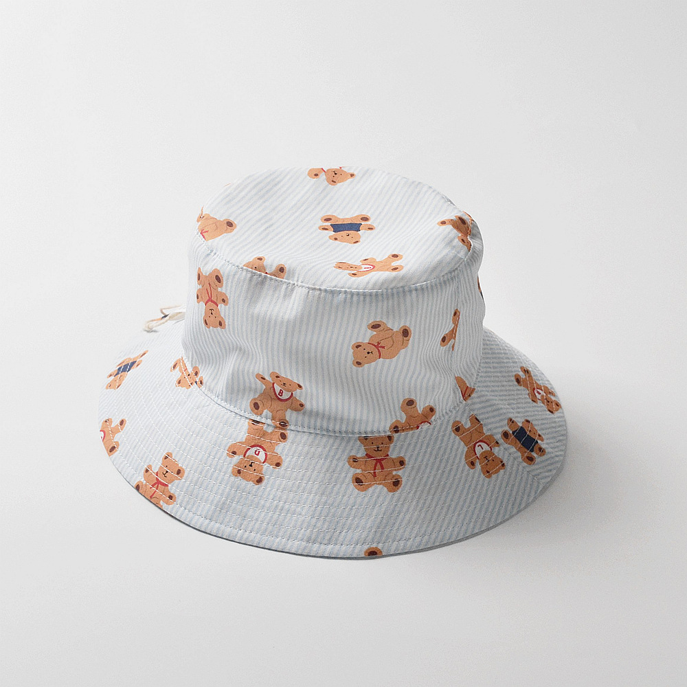 Picture of moinmlon Korean Spring and Summer New Children's Sun Hat Baby Cotton Breathable Sunshade Fisherman Hat Bear