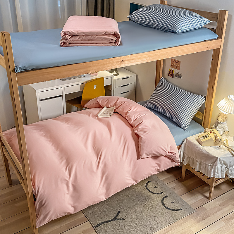 Picture of Bedding Three-Piece Set for Single Bed, Plaid Bed Sheet, Duvet Cover, Solid Color Set, Six-Piece Set for Student Dormitory, Reactive Printing and Dyeing