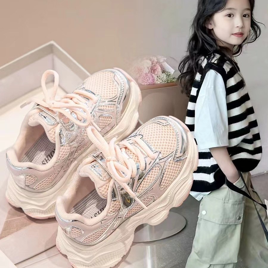Children's shoes sneaker net shoes spring and summer 2025 new girls soft sole single net non-slip soft bottom breathable father shoes