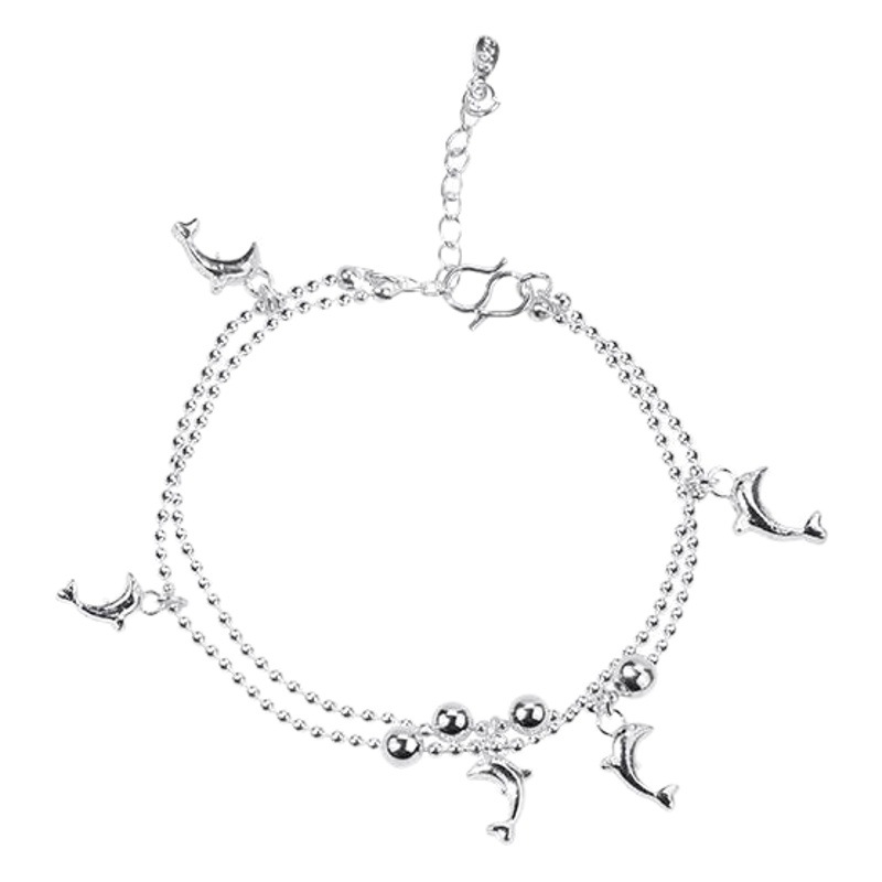 Korean fashion jewelry women's double-layer small dolphin bracelet anklet silver-plated jewelry European and American foreign trade manufacturers wholesale