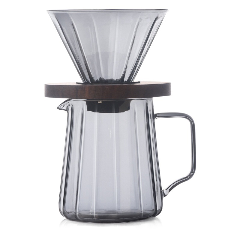 Cross-border electroplating gray coffee pot household hand-made coffee utensils high borosilicate glass sharing pot filter cup suit