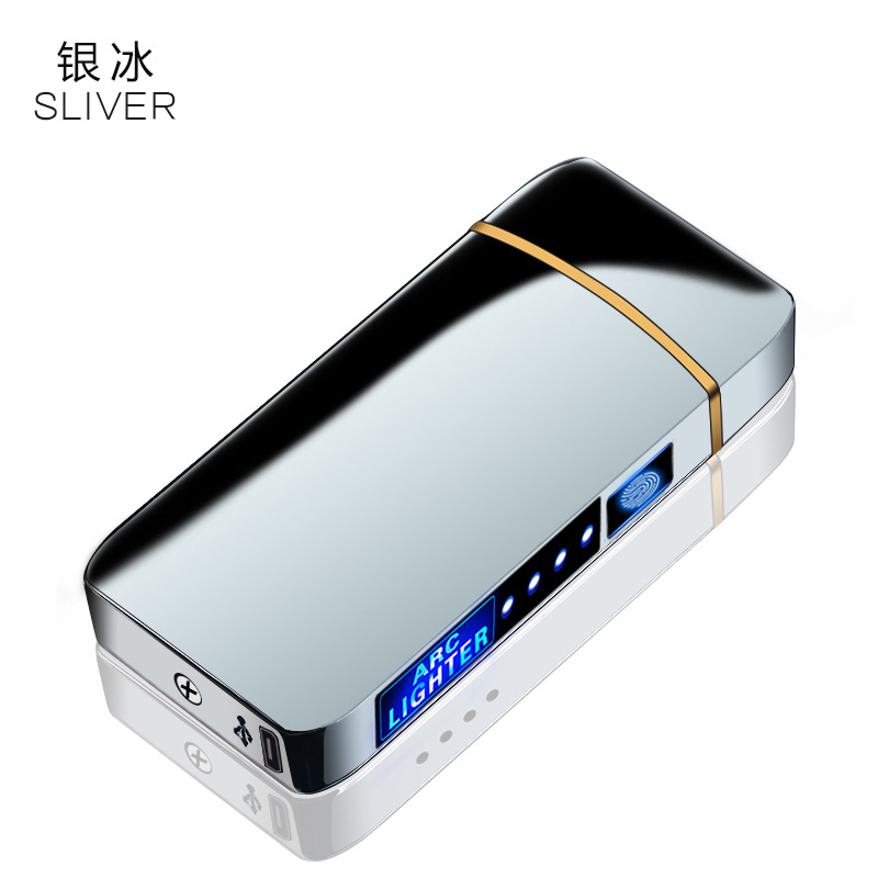Picture of Fingerprint Induction Unlocking Arc Lighter Charging Cool Creative Windproof Boys Birthday Gift Male Electronic Lettering