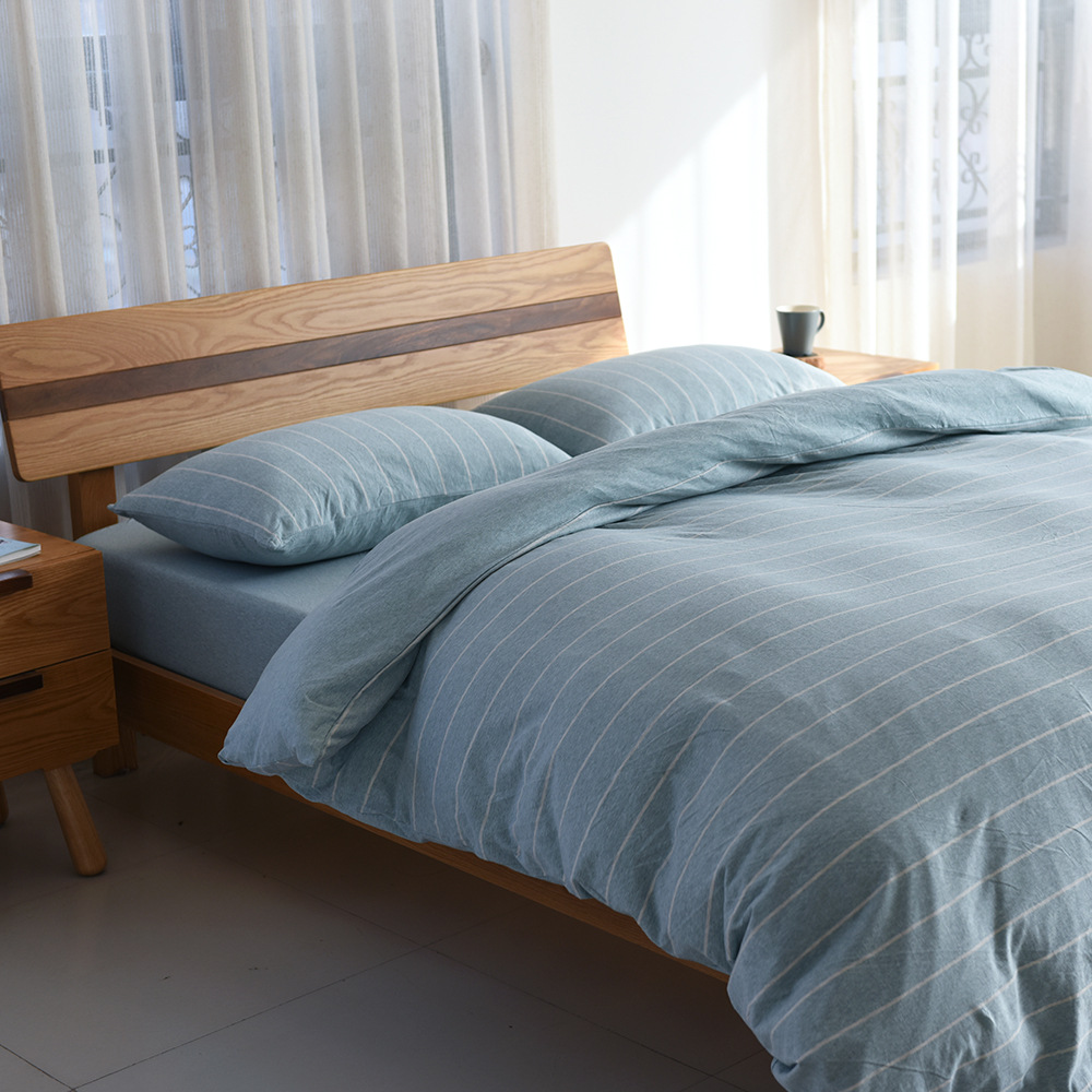 ins style cotton knitted cotton naked sleeping four-piece cotton Tianzhu cotton light luxury Xinjiang cotton quilt cover bed sheet fitted sheet