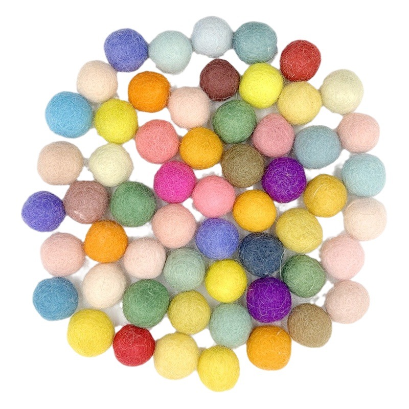festive colorful wool felt ball decoration cross-border punching diy children's toy pendant pull flag string pet drying ball