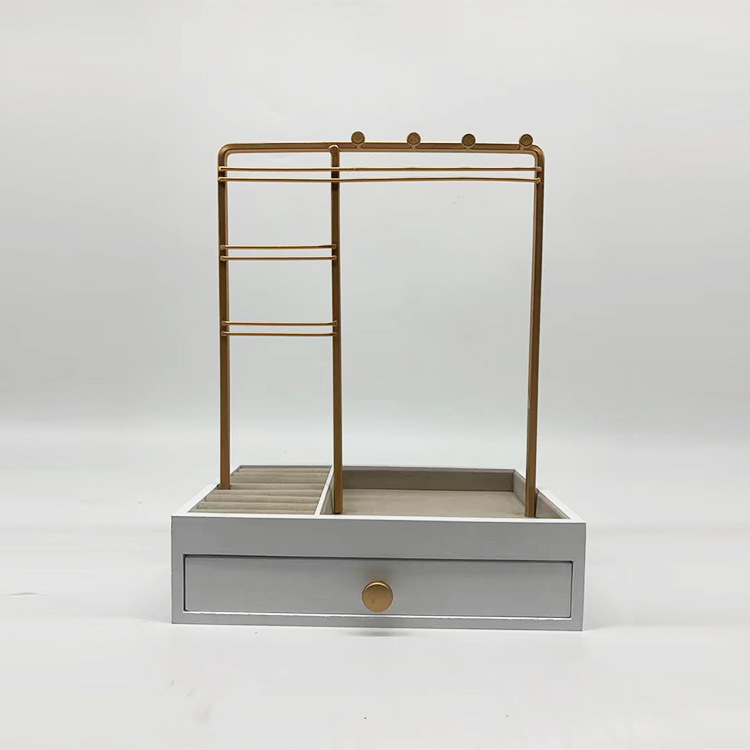 Iron and Wood Multi-Layer Jewelry Display Stand for Earrings, Necklaces, Bracelets, and Accessories, a Popular Item for Night Market and Cross-Border Sales