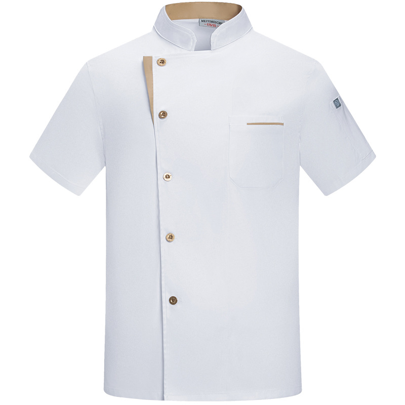 Picture of New Elastic Restaurant Chef Overalls Short-Sleeved Men's Summer Clothes Breathable Hotel Restaurant Kitchen Chef Clothes Half-Sleeved