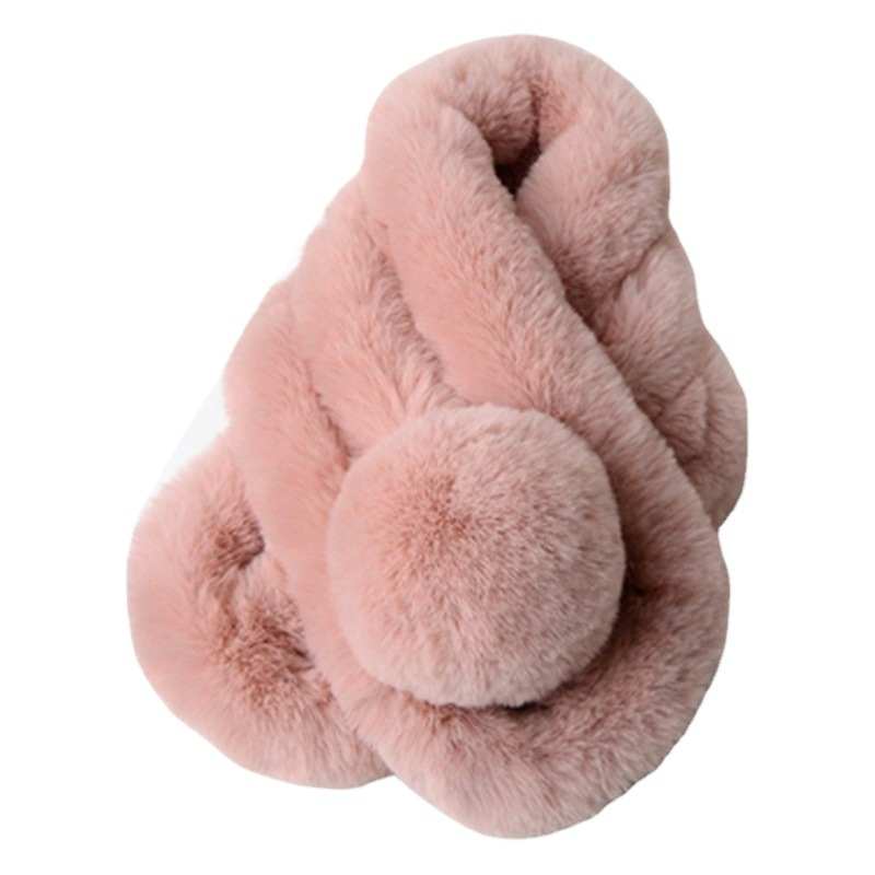 Imitation Rex Rabbit Fur Scarf Women's Autumn and Winter Neck Cover Thickened Warm Three-Tube Scarf Imitation Seto Rabbit Fur Imitation Fur Scarf
