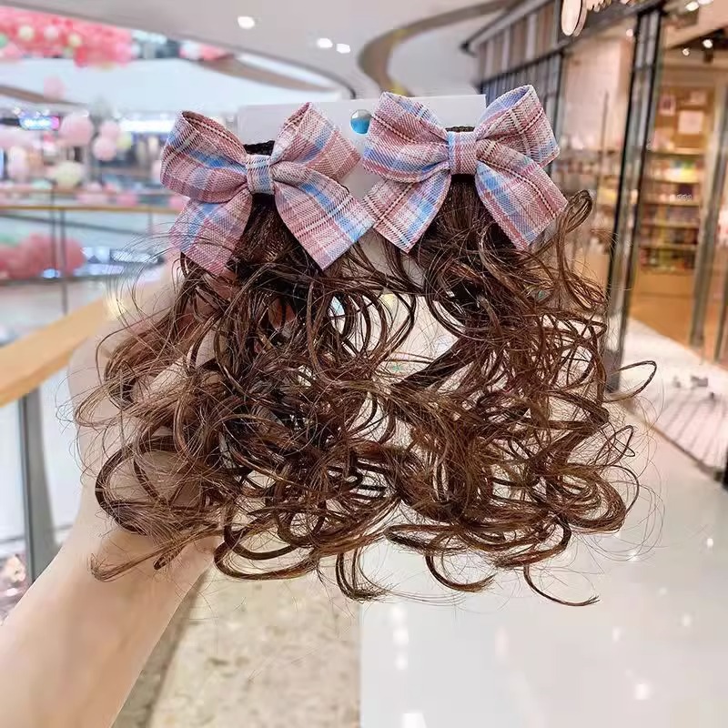 Picture of Children's Hairpin Headdress Little Girl Head Flower Cute Wig Braid Performance Bow Hairpin New Year's Eve Hair Accessories
