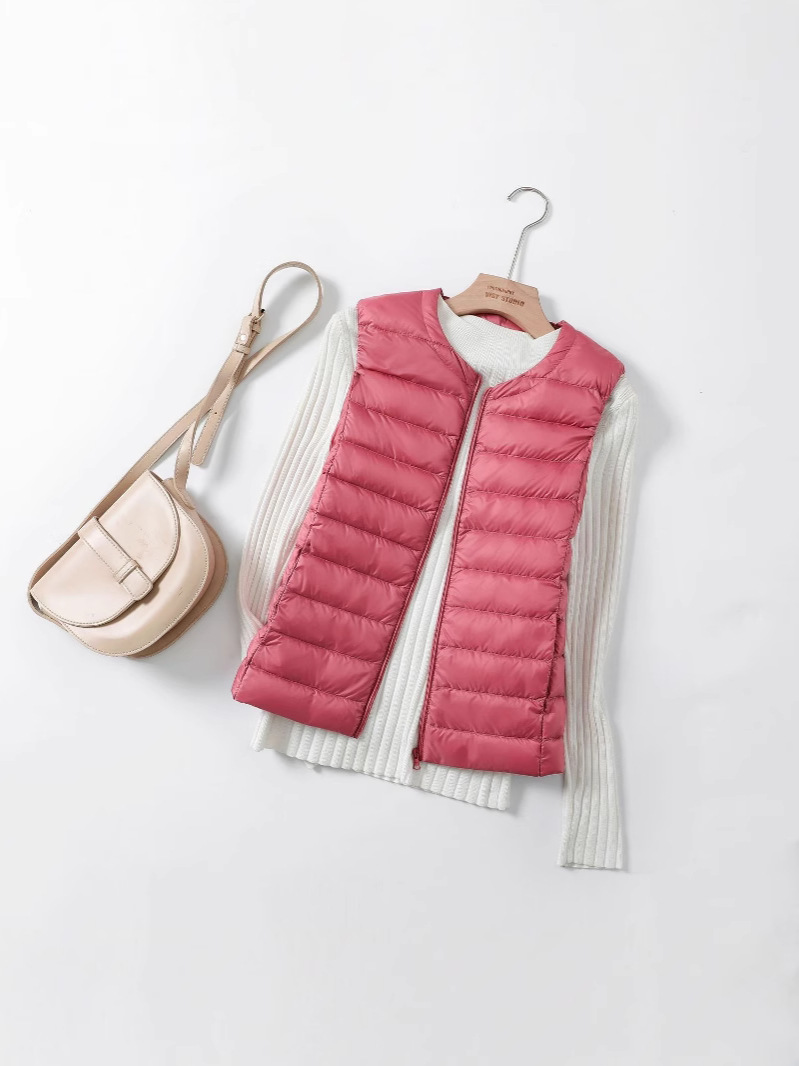 Picture of Plus Size 100kg Plus Size Plus Size Light down Jacket Collarless down Vest Women's Vest Vest Outer Wear Extra Large