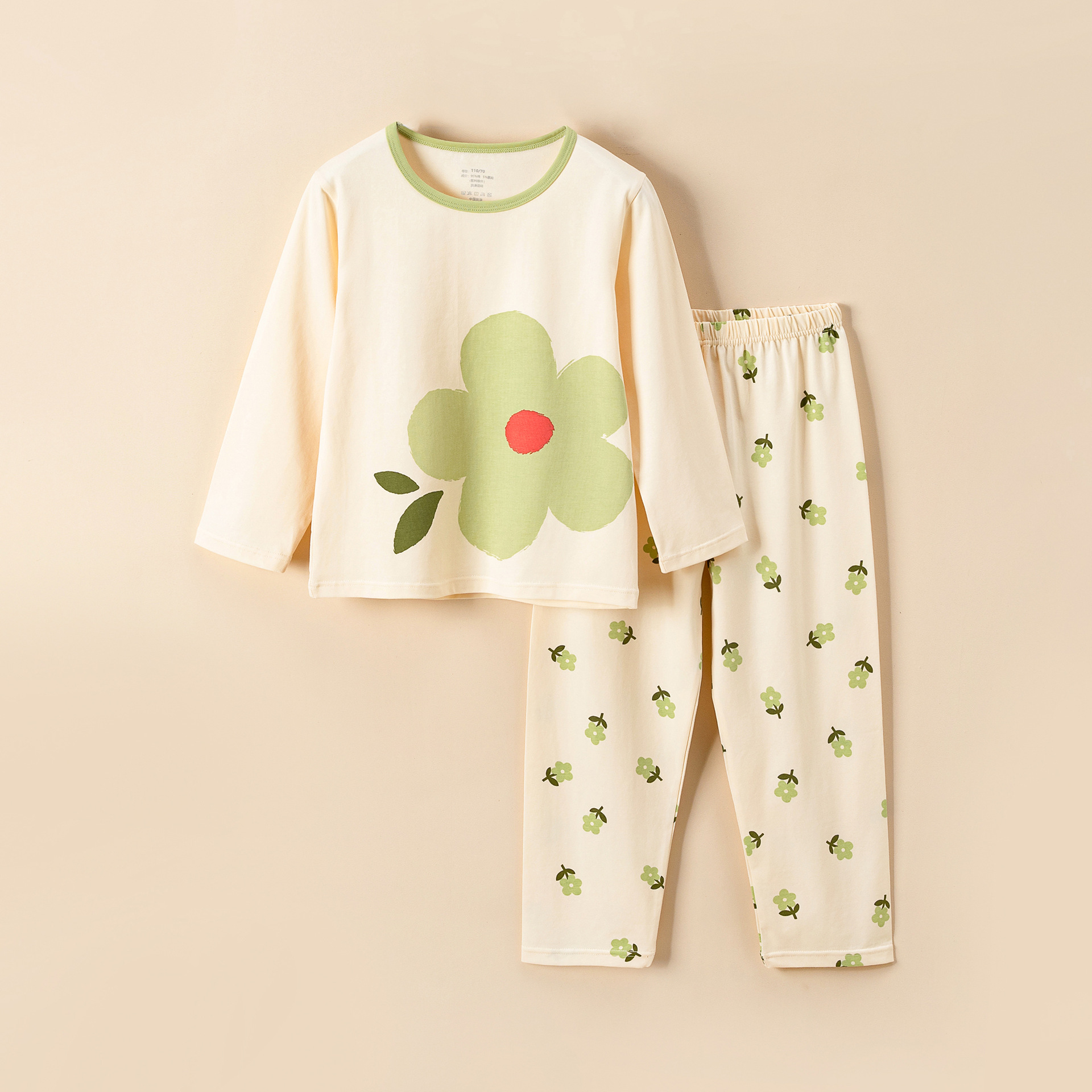Picture of Children's Home Clothes Korean Style Pure Cotton Baby Set Class a Cotton Long-Sleeved Thin Kidsren's Clothing Boys and Girls Summer and Autumn Pajamas